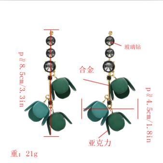 E-4878 6 Colors Trendy Acrylic Flower long Pendant  Drop Earrings Crystal Dangle Earrings For Women Jewelry Design