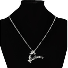 N-7119 2 Colors Unique Crystal Shinning Deer Shaped Pendant  Necklaces Long Chains Necklace Scarf Brooches Charming Jewelry