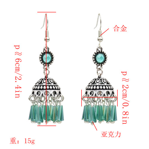 E-4883 Bohemian Tassel Acylic Beads Pendants Drop Dangle Earrings Statement Earring Fish Hook Earring for Women