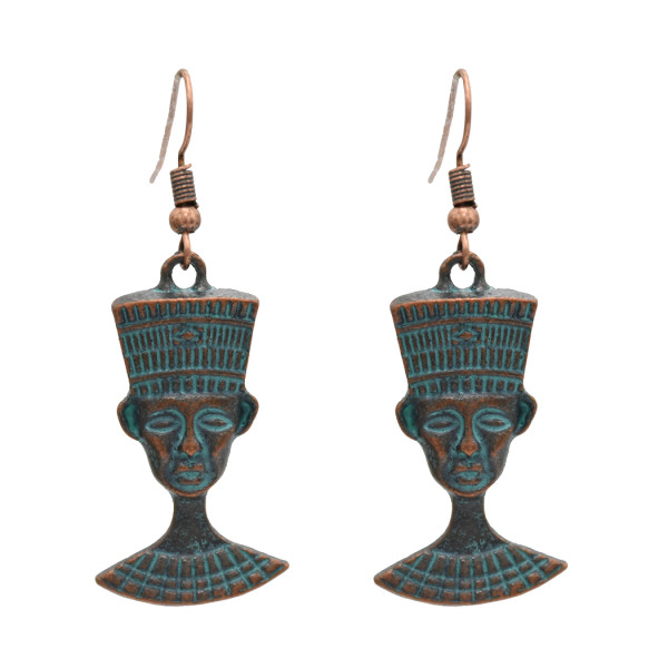 E-4885 Vintage Tribal Ethnic Indian Heads Ax Pendant Drop Dangle Earrings for Women