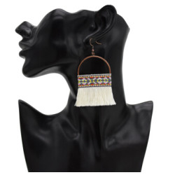 E-4891 7Colors Ethnic African Tribal  Cotton Thread Long Tassel Drop Earrings for Women Boho Wedding Party Jewelry