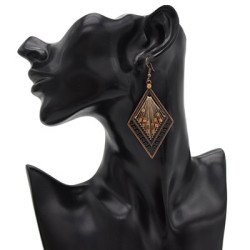 E-4894 Vintage Alloy Hollow Out Big Fashion Rhombus Dangle Drop Earrings Geometric Earrings