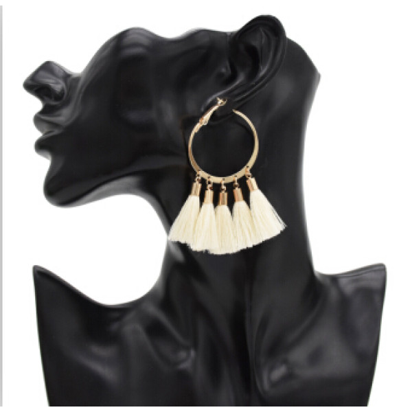 E-4899 4 Colors Fashion Boho Tassel Hoop Earrings for Women Bohemia Statement Fringe Earings Circle Vintage Geometric Jewelry