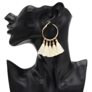 E-4899 4 Colors Fashion Boho Tassel Hoop Earrings for Women Bohemia Statement Fringe Earings Circle Vintage Geometric Jewelry