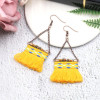 E-4900 4 Colors Ethnic African Tribal  Cotton Thread Long Tassel Drop Earrings for Women Boho Wedding Party Jewelry