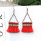 E-4900 4 Colors Ethnic African Tribal  Cotton Thread Long Tassel Drop Earrings for Women Boho Wedding Party Jewelry