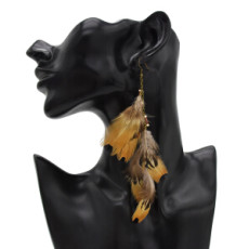 E-4901 3 Styles Colorful Brown Feather Shell Pendant Long Tassel Drop Earrings for Women Boho Party Jewelry