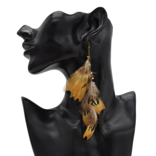 E-4901 3 Styles Colorful Brown Feather Shell Pendant Long Tassel Drop Earrings for Women Boho Party Jewelry