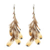 E-4901 3 Styles Colorful Brown Feather Shell Pendant Long Tassel Drop Earrings for Women Boho Party Jewelry