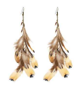 E-4901 3 Styles Colorful Brown Feather Shell Pendant Long Tassel Drop Earrings for Women Boho Party Jewelry