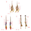 E-4901 3 Styles Colorful Brown Feather Shell Pendant Long Tassel Drop Earrings for Women Boho Party Jewelry