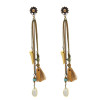 E-4901 3 Styles Colorful Brown Feather Shell Pendant Long Tassel Drop Earrings for Women Boho Party Jewelry