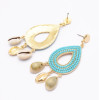 E-4906 6 Colors Ethnic Bohemian Full Acrylic Beads Water Drop Shaped Dangle Earrings Shells Tassel for Women Boho Festival Party Jewelry