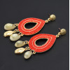 E-4906 6 Colors Ethnic Bohemian Full Acrylic Beads Water Drop Shaped Dangle Earrings Shells Tassel for Women Boho Festival Party Jewelry