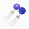 E-4905 Korean Elegant Drop Tassel Earrings Mystery Blue Clouds Big Acylic Button Stud Earring for Women