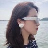 E-4905 Korean Elegant Drop Tassel Earrings Mystery Blue Clouds Big Acylic Button Stud Earring for Women