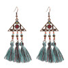 E-4908 3 Styles Vintage Ethnic Cotton Thread Long Tassel Drop Earrings for Women Boho Festival Party Jewelry