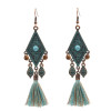 E-4908 3 Styles Vintage Ethnic Cotton Thread Long Tassel Drop Earrings for Women Boho Festival Party Jewelry