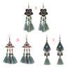 E-4908 3 Styles Vintage Ethnic Cotton Thread Long Tassel Drop Earrings for Women Boho Festival Party Jewelry