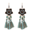 E-4908 3 Styles Vintage Ethnic Cotton Thread Long Tassel Drop Earrings for Women Boho Festival Party Jewelry