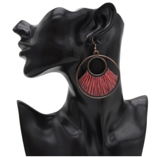 E-4912 Vintage Alloy Hollow Out Big Fashion Round Circles Dangle Drop Earrings Geometric Earrings