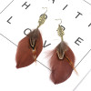 E-4910 3 Color Bohemian Vintage Silver Feather Pendant Drop Dangle Earrings Hook Earring
