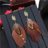 E-4910 3 Color Bohemian Vintage Silver Feather Pendant Drop Dangle Earrings Hook Earring