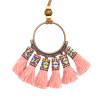 N-7122 Handmade Bohemian Embroidery Tassel Fringe Leather Pendant Necklace