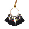 N-7122 Handmade Bohemian Embroidery Tassel Fringe Leather Pendant Necklace