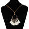 N-7122 Handmade Bohemian Embroidery Tassel Fringe Leather Pendant Necklace