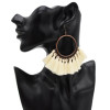 N-7123 Bohemian Vintage Ethnic Leather Rope Chains Pendant Necklaces Elegant Vintage Bronze Circles Long Tassel Drop Earrings Jewelry Set E-4929
