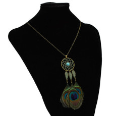 N-7125 3 Styles Bohemian Vintage Feather Bronze Pendant Necklace For Women Jewelry Design