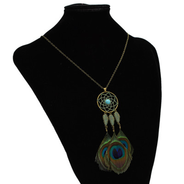 N-7125 3 Styles Bohemian Vintage Feather Bronze Pendant Necklace For Women Jewelry Design