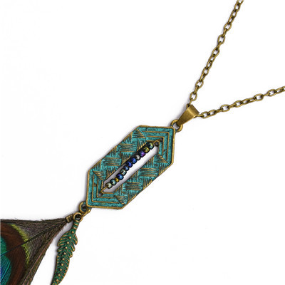 N-7125 3 Styles Bohemian Vintage Feather Bronze Pendant Necklace For Women Jewelry Design