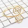 B-0912 Retro Trend Silver Gold Metal Adjustable Double Open End Spiral pattern Bracelet Bangle Cuff Bracelet