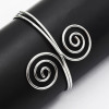 B-0912 Retro Trend Silver Gold Metal Adjustable Double Open End Spiral pattern Bracelet Bangle Cuff Bracelet