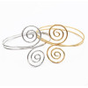 B-0912 Retro Trend Silver Gold Metal Adjustable Double Open End Spiral pattern Bracelet Bangle Cuff Bracelet