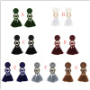 E-4927 8 Colors Bohemian Acrylic Beads Cotton Thread Long Tassel Drop Earrings for Women Party Jewelry