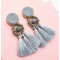 E-4927 8 Colors Bohemian Acrylic Beads Cotton Thread Long Tassel Drop Earrings for Women Party Jewelry