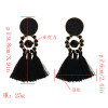 E-4927 8 Colors Bohemian Acrylic Beads Cotton Thread Long Tassel Drop Earrings for Women Party Jewelry
