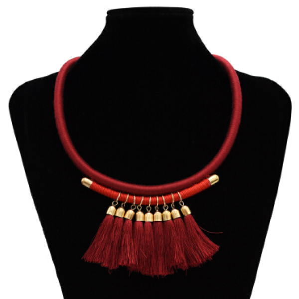 N-7127 3 Colors Bohemain Leather Chain Fringe Tassel Pendant Necklaces for Women Wedding Party Jewelry
