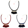 N-7127 3 Colors Bohemain Leather Chain Fringe Tassel Pendant Necklaces for Women Wedding Party Jewelry