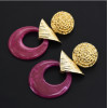 E-4926 6 Colors Bohemian Acrylic Round Circle Pendant Earrings European Fashion Gold Ear Stud   Drop Earrings for Women Party Jewelry