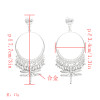E-4925 Ethnic Fringe Round Metal Dragonfly Pendant Drop Dangle Earrings