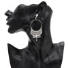 E-4925 Ethnic Fringe Round Metal Dragonfly Pendant Drop Dangle Earrings