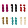 E-4931 Bohemian Drop Beaded Earrings Long Stud Flower Earring for Women