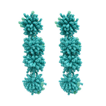 E-4931 Bohemian Drop Beaded Earrings Long Stud Flower Earring for Women