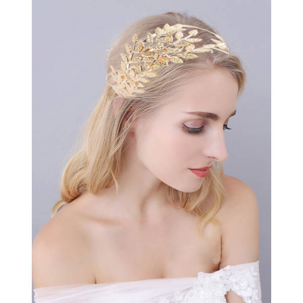 F-0557 Fashion Hairband Leaf Alloy Double Layer Leaves Hair Accessories Bridal Wedding Accessories Gift