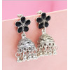 E-4991 5 Colos Enamel Flower Silver Alloy Bells Statement Earrings for Women Boho Wedding Party Jewelry