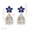 E-4991 5 Colos Enamel Flower Silver Alloy Bells Statement Earrings for Women Boho Wedding Party Jewelry
